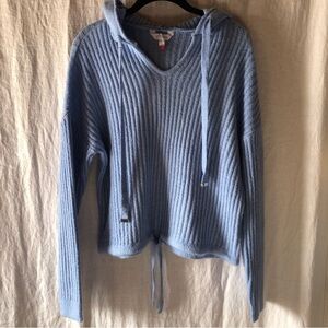 NOBO ribbed super soft pullover v neck hoodie in sky blue size L